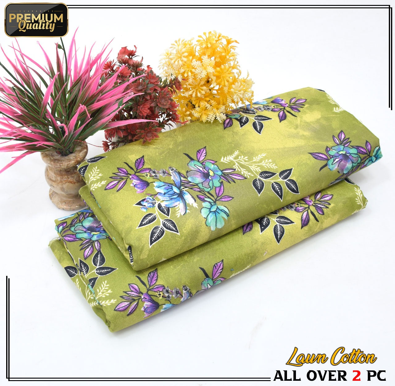 2 Piece Soft | Lightweight & Stylish Printed  Lawn Cotton Suit - BDF#116